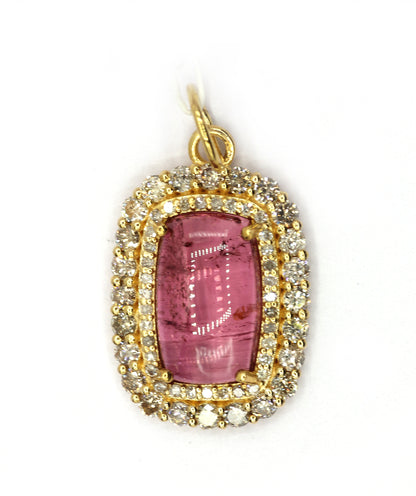 Oval14k Solid Gold Diamond Pendants