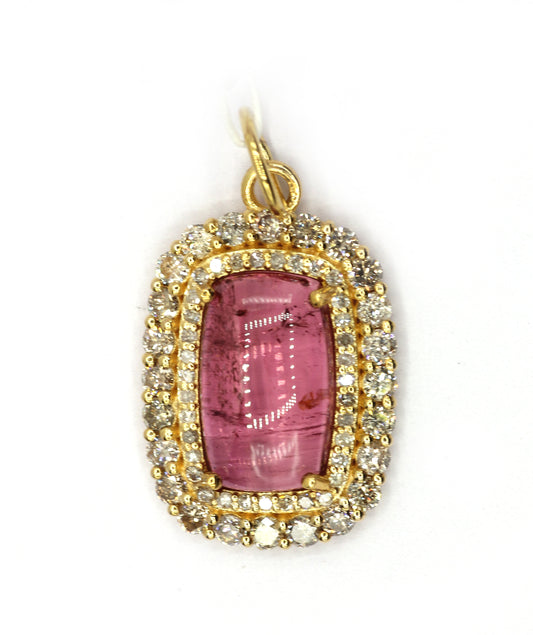Oval14k Solid Gold Diamond Pendants