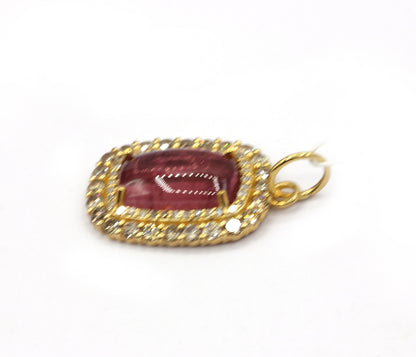 Oval14k Solid Gold Diamond Pendants