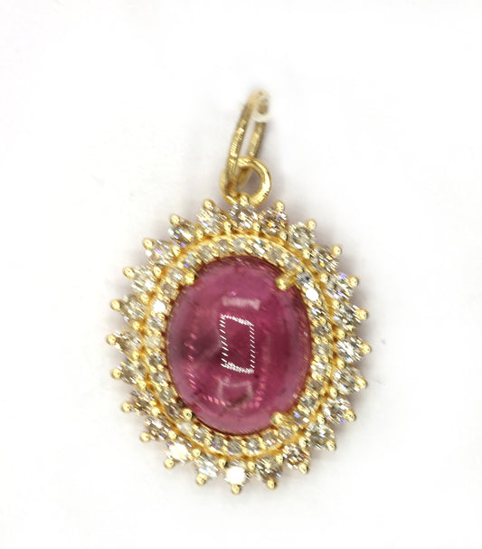 Oval 14k Solid Gold Diamond Pendants