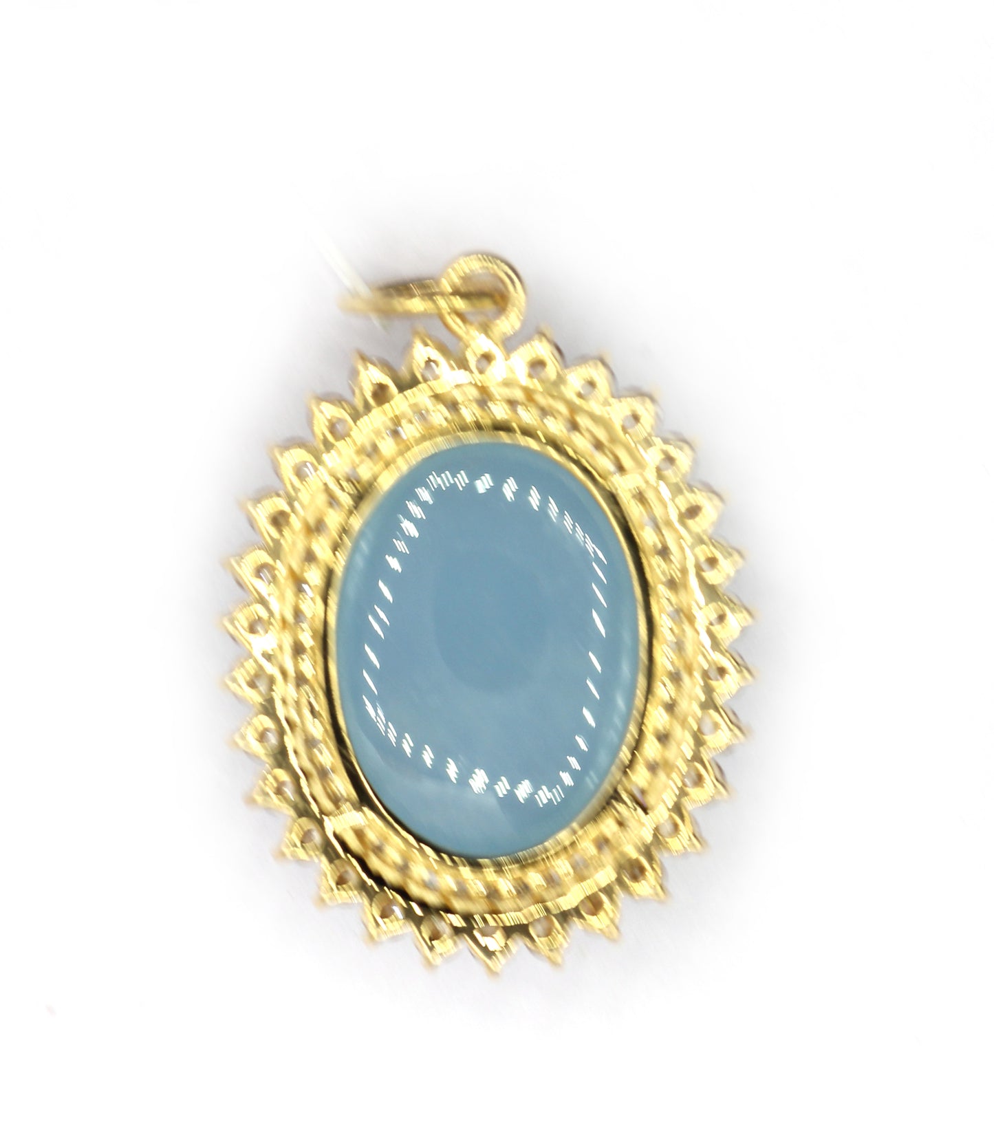 Oval 14k Solid Gold Diamond Pendants
