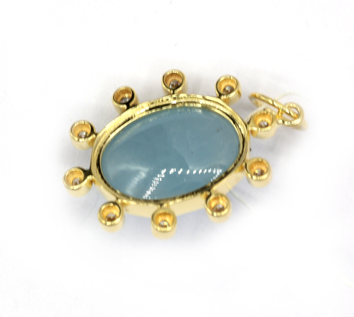 Oval 14k Solid Gold Diamond Pendants