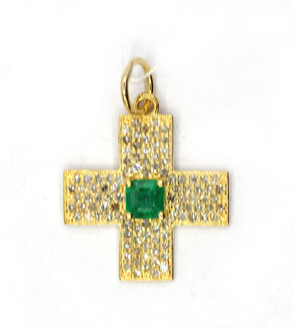 Cross 14k Solid Gold Diamond Pendants