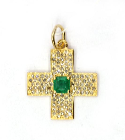Cross 14k Solid Gold Diamond Pendants