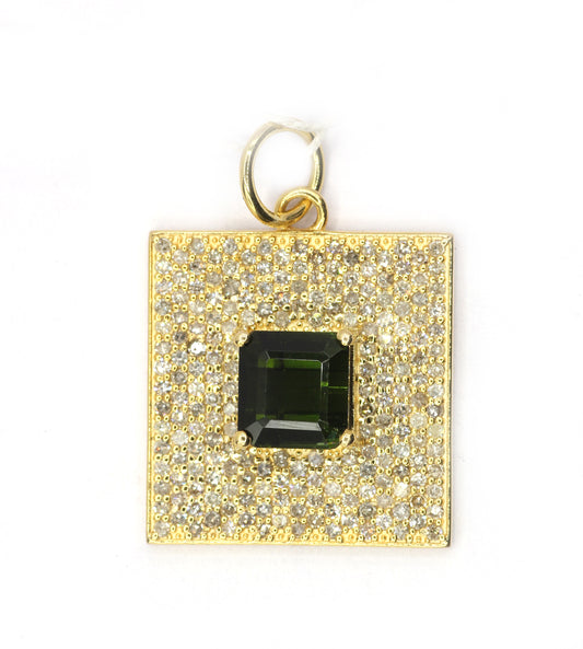 Square 14k Solid Gold Diamond Pendants