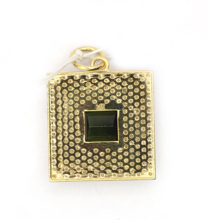Square 14k Solid Gold Diamond Pendants