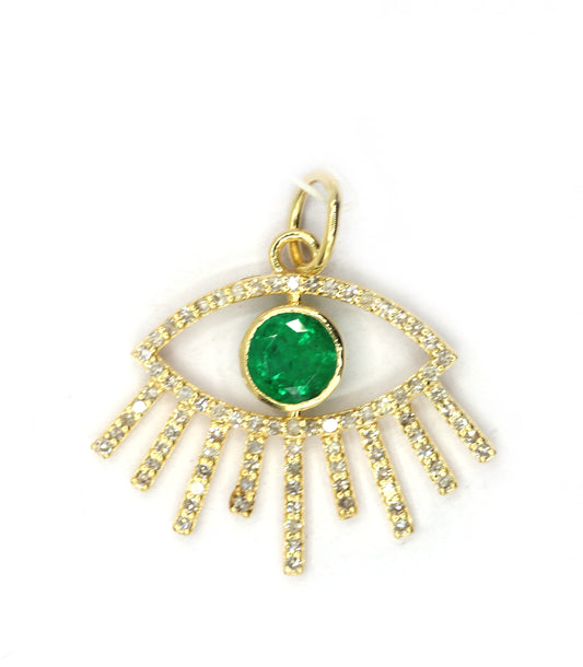Evil Eye 14k Solid Gold Diamond Pendants