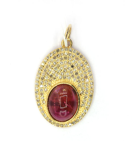 Oval 14k Solid Gold Diamond Pendants