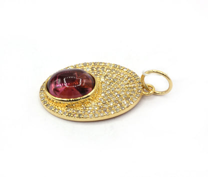 Oval 14k Solid Gold Diamond Pendants