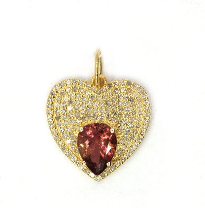 Heart 14k Solid Gold Diamond Pendants