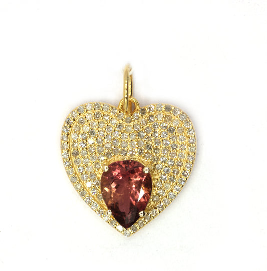 Heart 14k Solid Gold Diamond Pendants