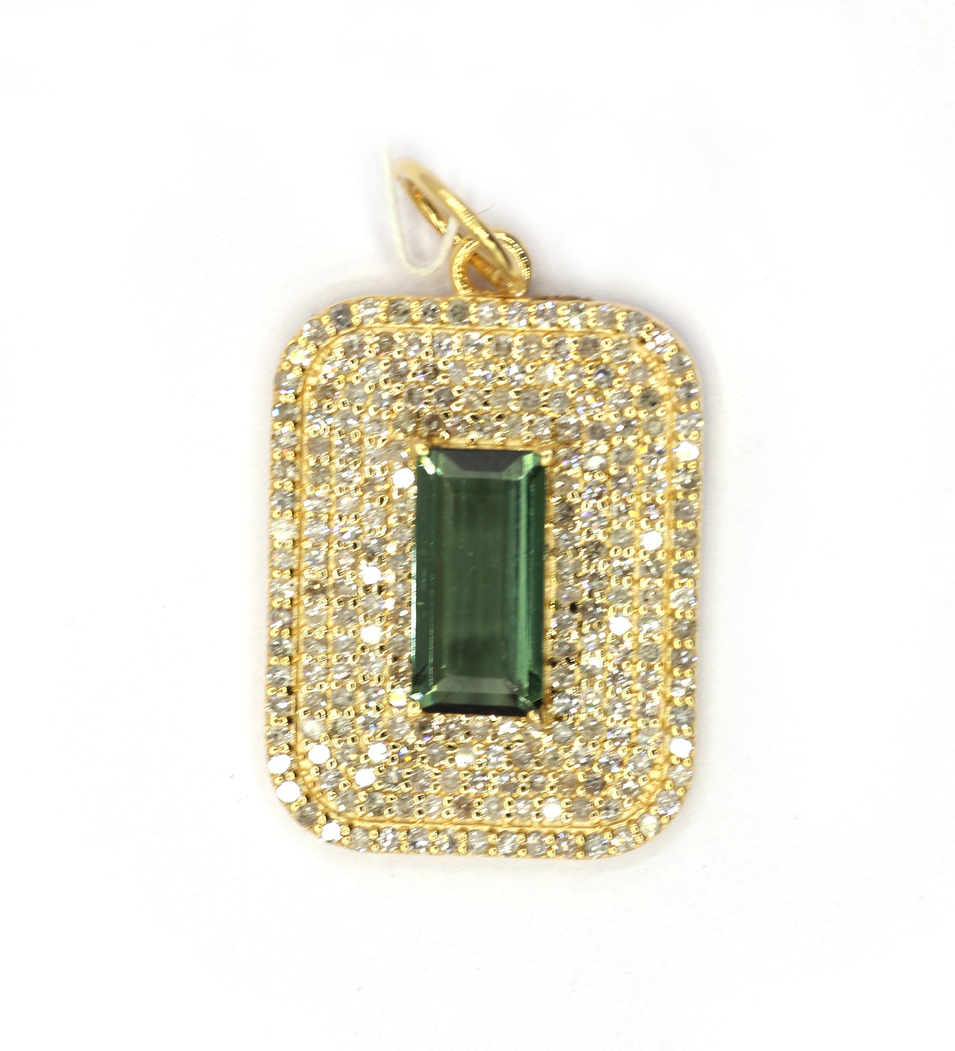 Rectangle 14k Solid Gold Diamond Pendants – Precious Rocks Inc