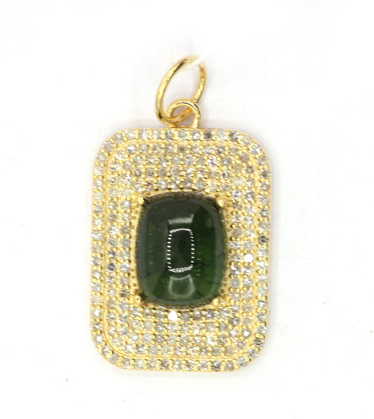 Rectangle 14k Solid Gold Diamond Pendants