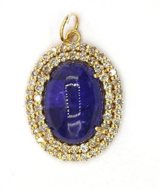 Oval 14k Solid Gold Diamond Pendants