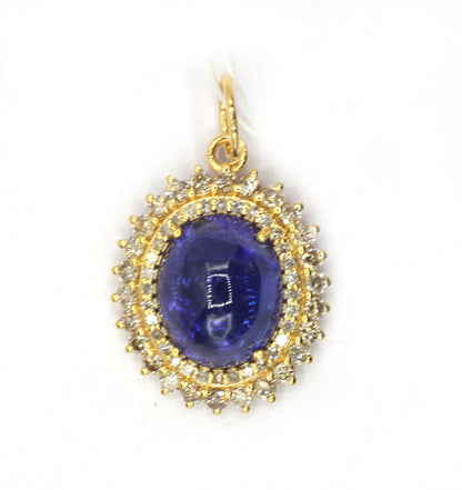 Oval 14k Solid Gold Diamond Pendants