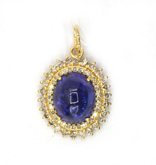 Oval 14k Solid Gold Diamond Pendants