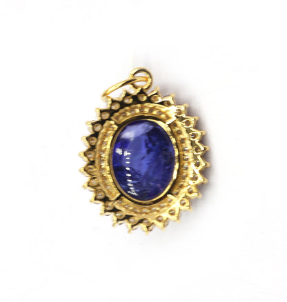 Oval 14k Solid Gold Diamond Pendants