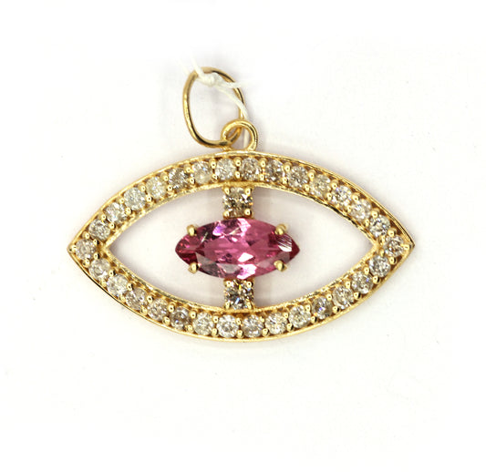 Evil Eye 14k Solid Gold Diamond Pendants
