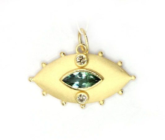 Evil Eye 14k Solid Gold Diamond Pendants