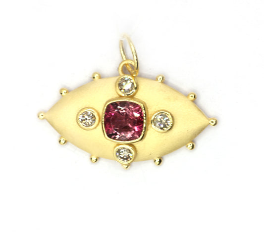 Evil Eye 14k Solid Gold Diamond Pendants