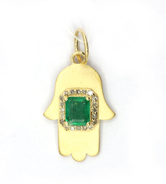 Hamsa Hand 14k Solid Gold Diamond Pendants