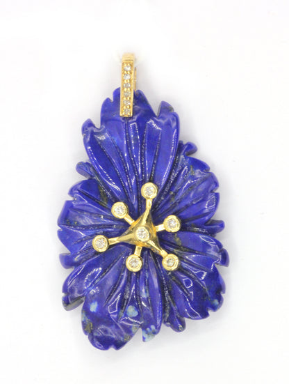 Lapis 14k Solid Gold Diamond Pendants