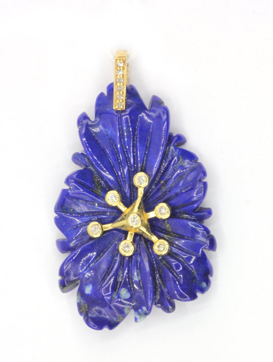 Lapis 14k Solid Gold Diamond Pendants