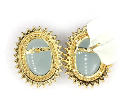 Oval 14k Gold Diamond Stud Earring