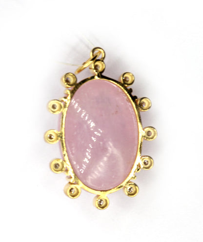 Oval 14k Solid Gold Diamond Pendants