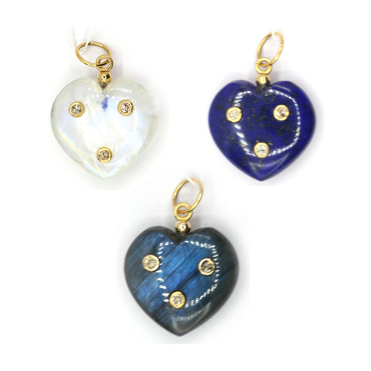 Heart 14k Solid Gold Diamond Pendants