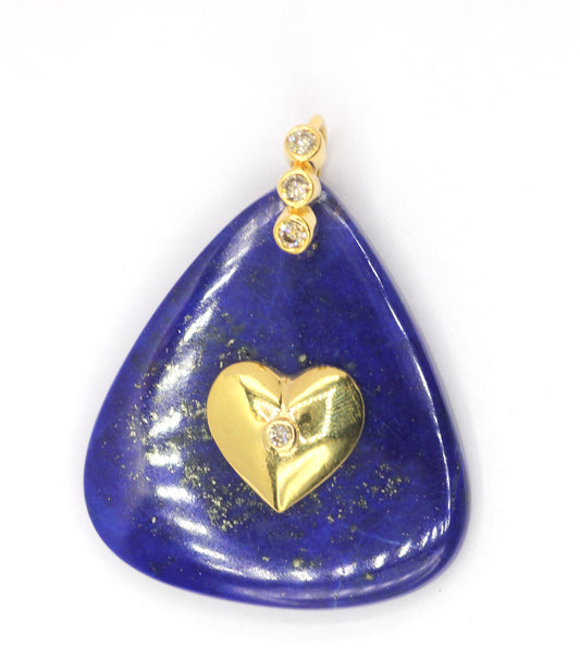 Lapis lazuli 14k Solid Gold Diamond Pendants