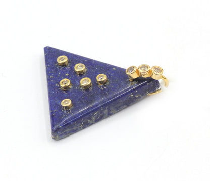Lapis 14k Solid Gold Diamond Pendants