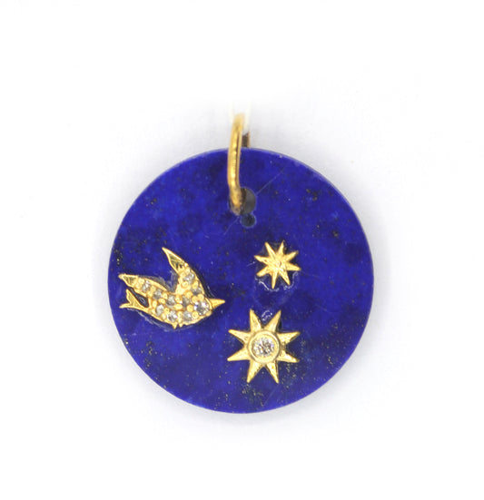Round 14k Solid Gold Diamond Pendants