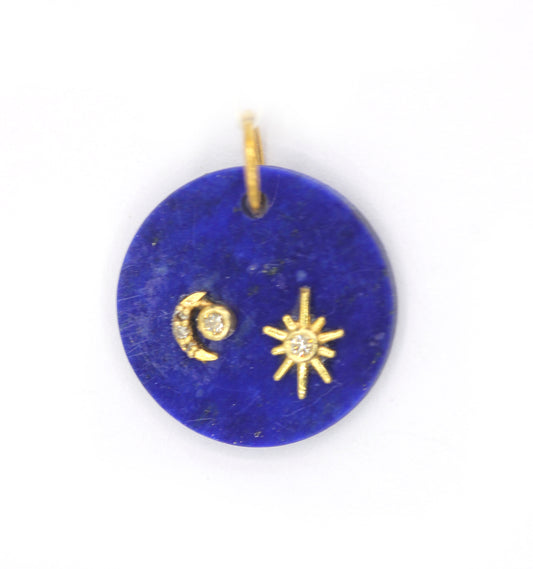 Round 14k Solid Gold Diamond Pendants