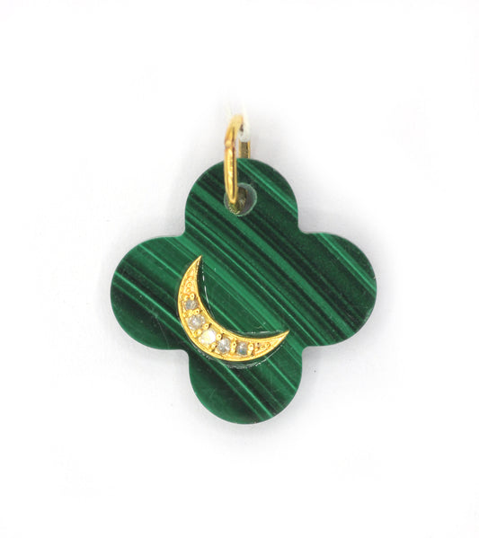Moon 14k Solid Gold Diamond Pendants
