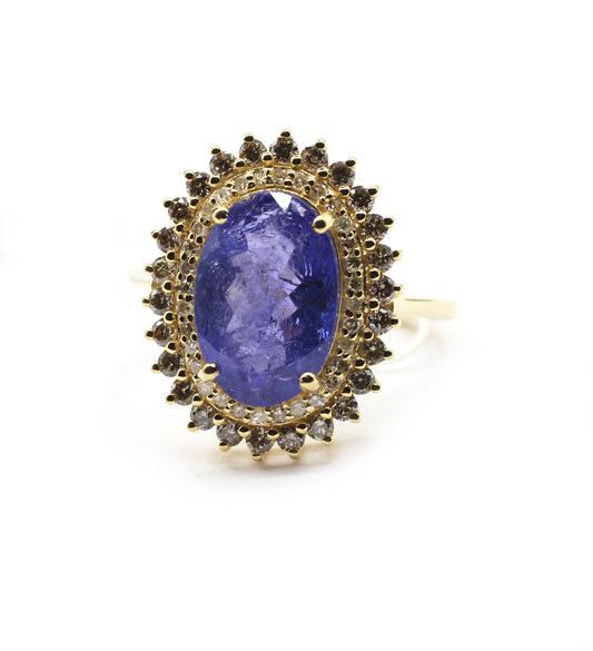 Tanzanite 14k Solid Gold Diamond Rings