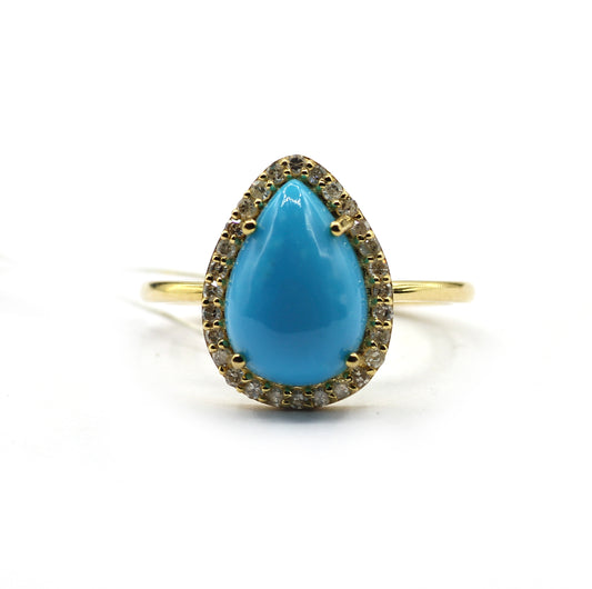 Turquoise 14k Solid Gold Diamond Rings