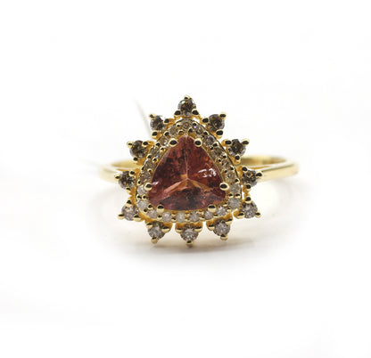 Tourmaline 14k Solid Gold Diamond Rings