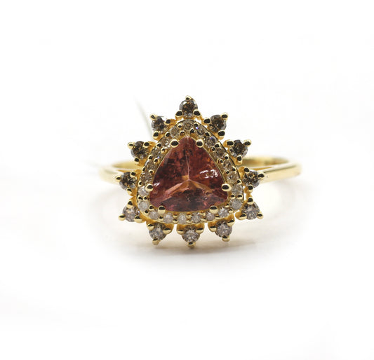 Tourmaline 14k Solid Gold Diamond Rings
