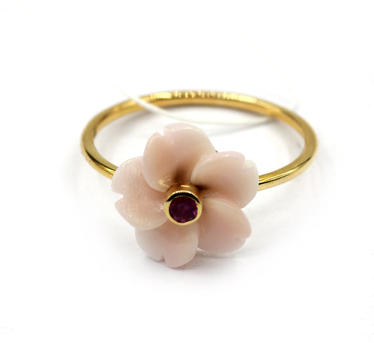 Flower 14k Solid Gold Ruby Rings