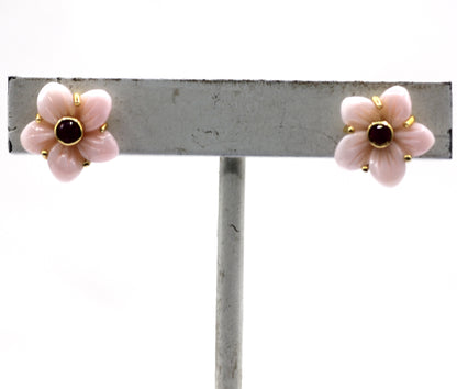 Flower 14k Gold Ruby Stud Earring