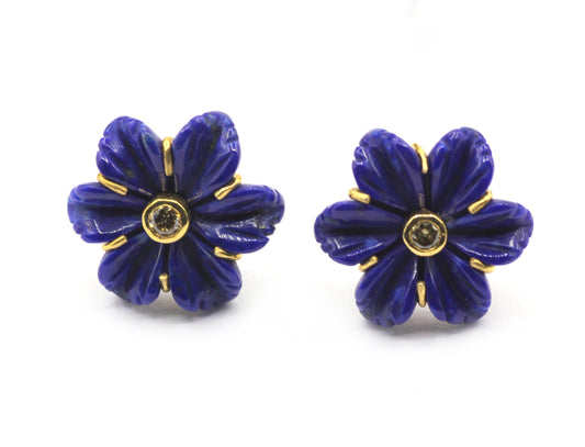 Flower 14k Gold Diamond Stud Earring
