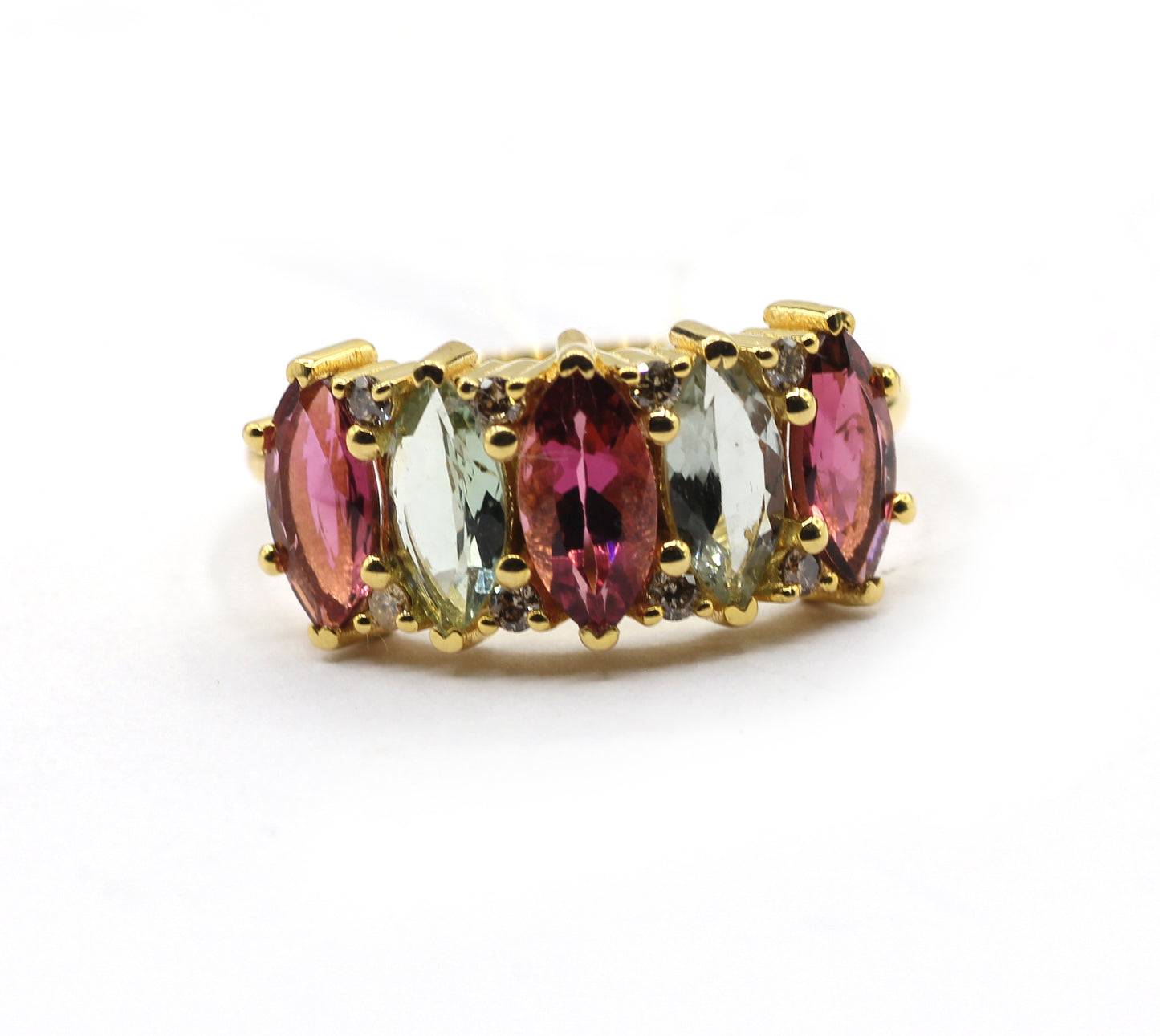Tourmaline 14k Solid Gold Diamond Rings
