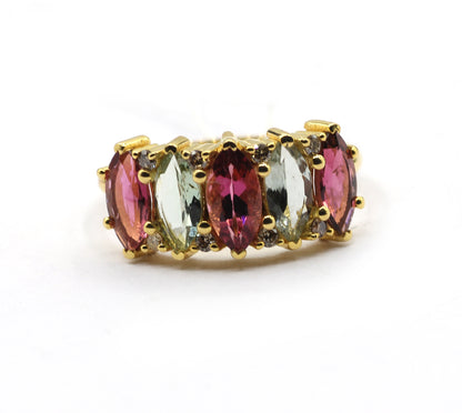 Tourmaline 14k Solid Gold Diamond Rings