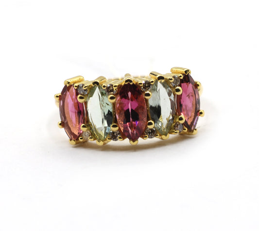 Tourmaline 14k Solid Gold Diamond Rings