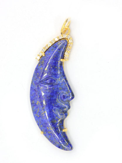 Moon 14k Solid Gold Diamond Pendants