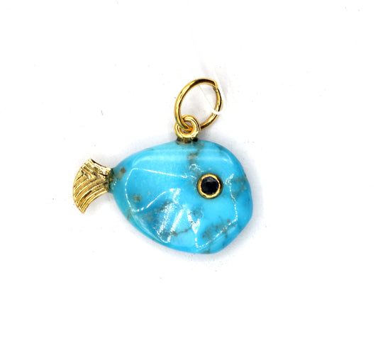 Fish 14k Solid Gold Diamond Pendants