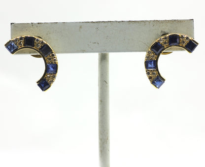 C-Shape 14k Gold Diamond Stud Earring