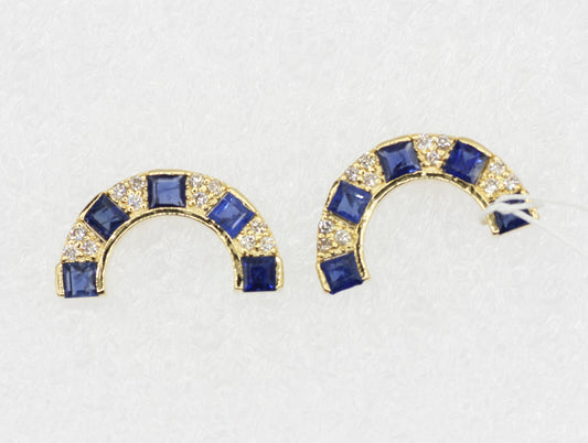 C-Shape 14k Gold Diamond Stud Earring