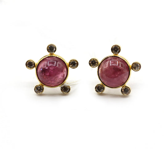 Round 14k Gold Diamond Stud Earring